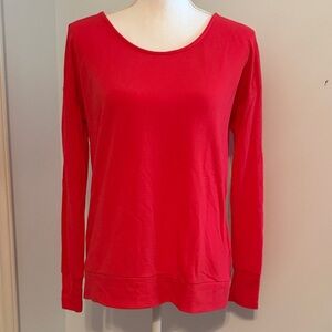 Coral sweatshirt with cute criss cross cutout in the back